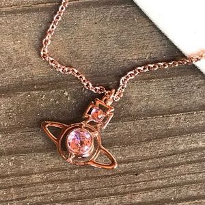 Vivienne Westwood Rose Gold Reina CZ Necklace Orb